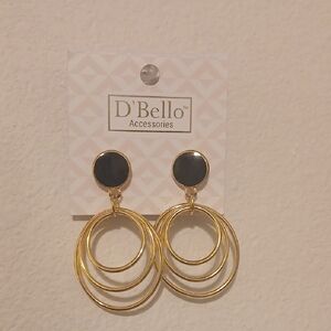 Fashion Gold and Black Hoop Earrings